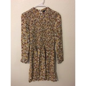 Topshop Yellow Floral Long Sleeve Dress